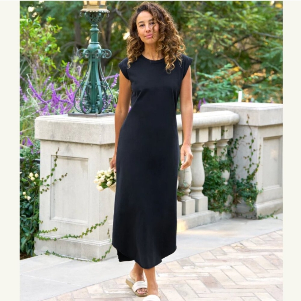 Frank & Eileen Cory Crew-Neck Short Sleeve Maxi Dress Navy